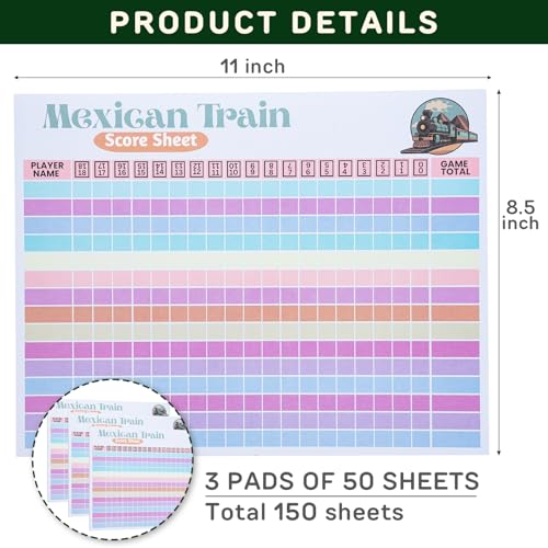 KAIU 3 Pads 150 Sheets Mexican Train Score Pads miniatura 2