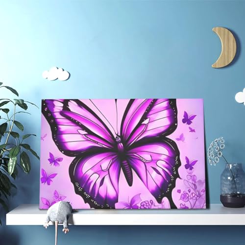 Toile papillon violet esthétique pour tableau mural de chambre moderne