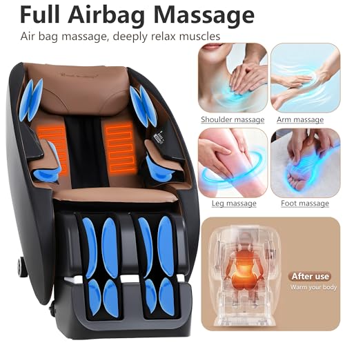 Image of FDW 2025 Shiatsu Massage Chairs Full Body and Recliner Zero Gravity Massage Chair Electric with Built-in Heart Foot Roller Air Massage Easy to Move for Home Office,Black