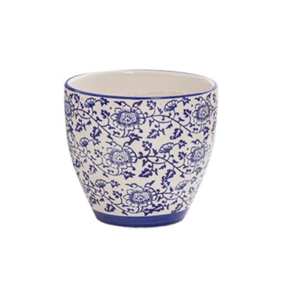 XBGfdySD Blue and white Porcelain Flowerpot，Planter with Ceramic Tray and Drainage Hole For Vrious and Courtyard Planter(Large)
