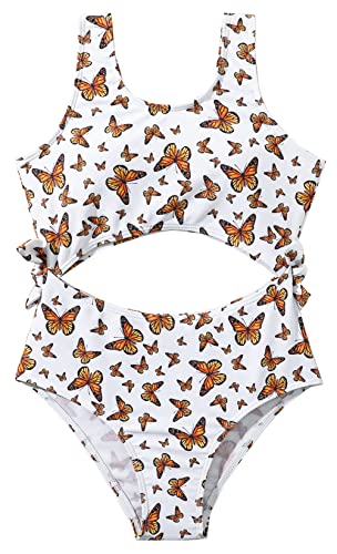 SEAUR Girls One Piece Swimsuits Summer Beach Hawaiian Bathing Suits Kids Colorblock Swimsuit Cute Printed Cutout Swimwear