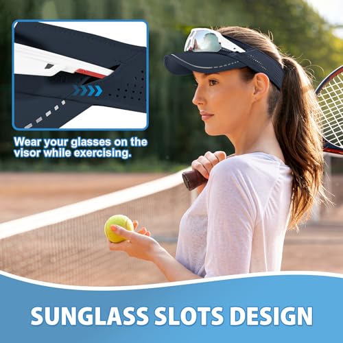 Image of Sukeen Sports Sun Visor for Men Women, Lightweight Adjustable Visor Hat, Reflective Running Tennis Golf Visor, Sunglass Slots