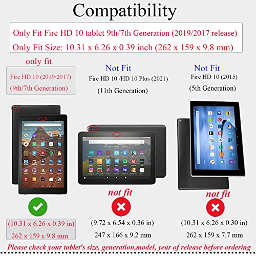 Kindle Fire Hd 10 10.1 Inch Tablet 2019 2017 Case 9Th/7Th Generation,Uucovers Smart Folio Stand Pu Leather Tpu Back Magnetic Wallet With Stylus Pencil Holder Card Slots [Auto Wake/Sleep], Black Panda #TOP1