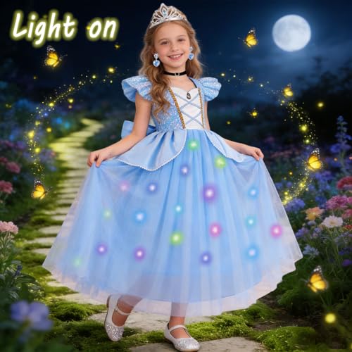 Disfraz Princesa para Niñas Vestido Azul Luminoso miniatura 2