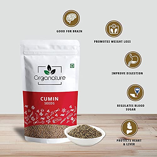 Image of Organature Organic Fresh Cumin Seeds Jeera | Whole Cumin Seeds | Whole Indian Spice | Safaid jeera (350 Grams)