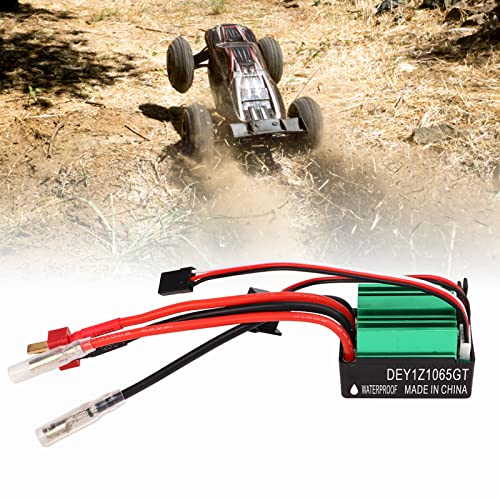 Drfeify RC Brushed ESC, 65A RC Brushed ESC Waterproof RC Crawler Ship Model ESC T Plug Brushed ESC R