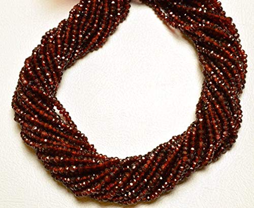 Perles grenat rouge 3 mm naturelles rondelles micro-facettées sur fil de 13.5 pouces
