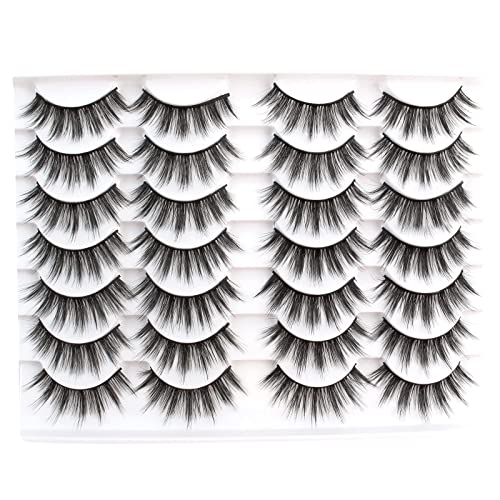 14 Pairs False Lashes 3D Faux Mink Eyelashes Fluffy Lashes Natural Look Fake Eyelashes 100% Handmade Reusable Strip Lashes Costume Eyelashes #TOP6