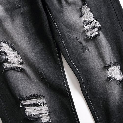 Mens Skinny Jeans Distressed Slim Fit Jeans Trendy Straight Leg Stacked Denim Pants with Pockets4