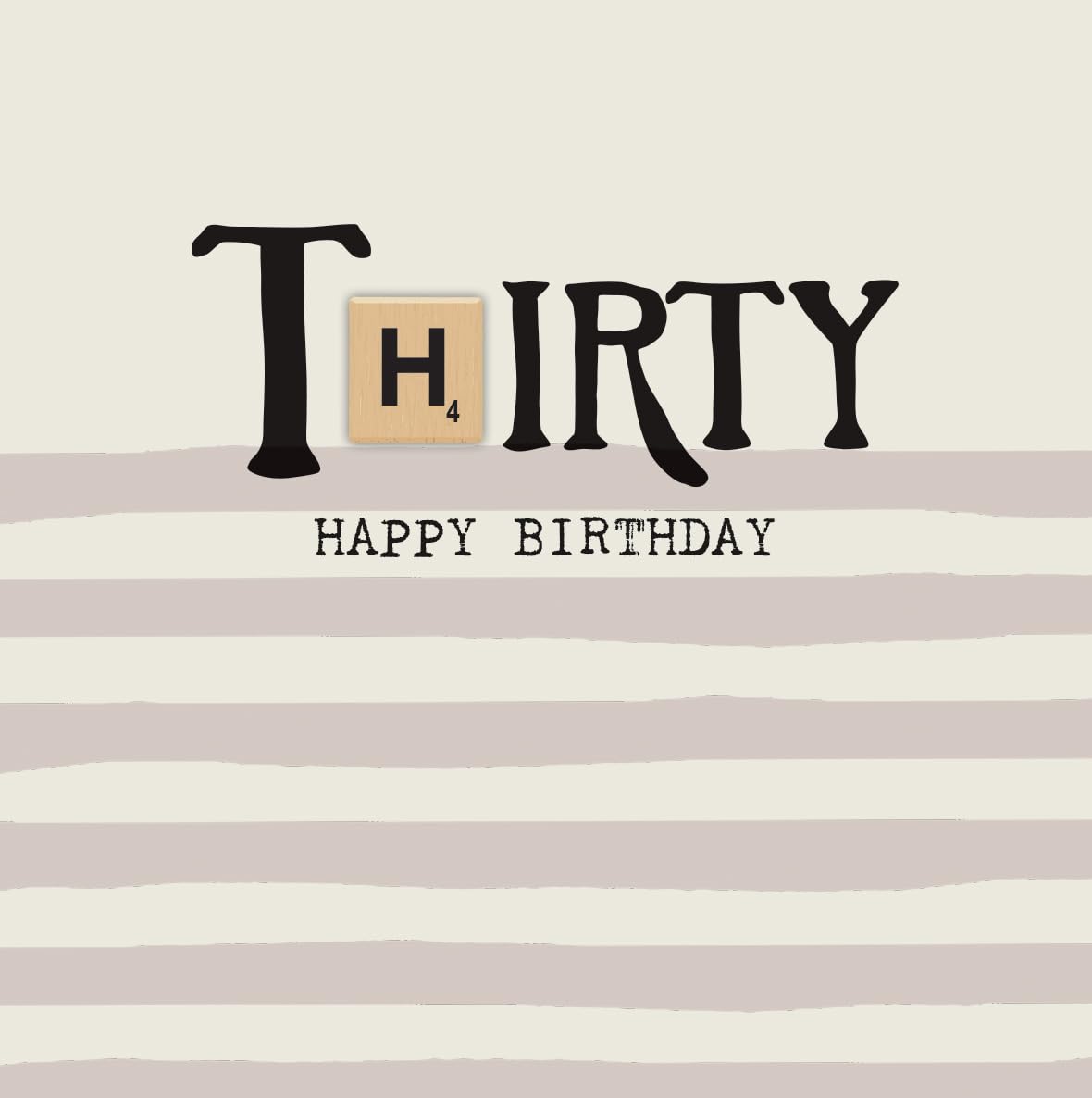 Bexy Boo 30th Birthday Card with Wooden Scrabble Tile, Milestone Greeting Card, Neutral Design, Standard Size, for Him or Her