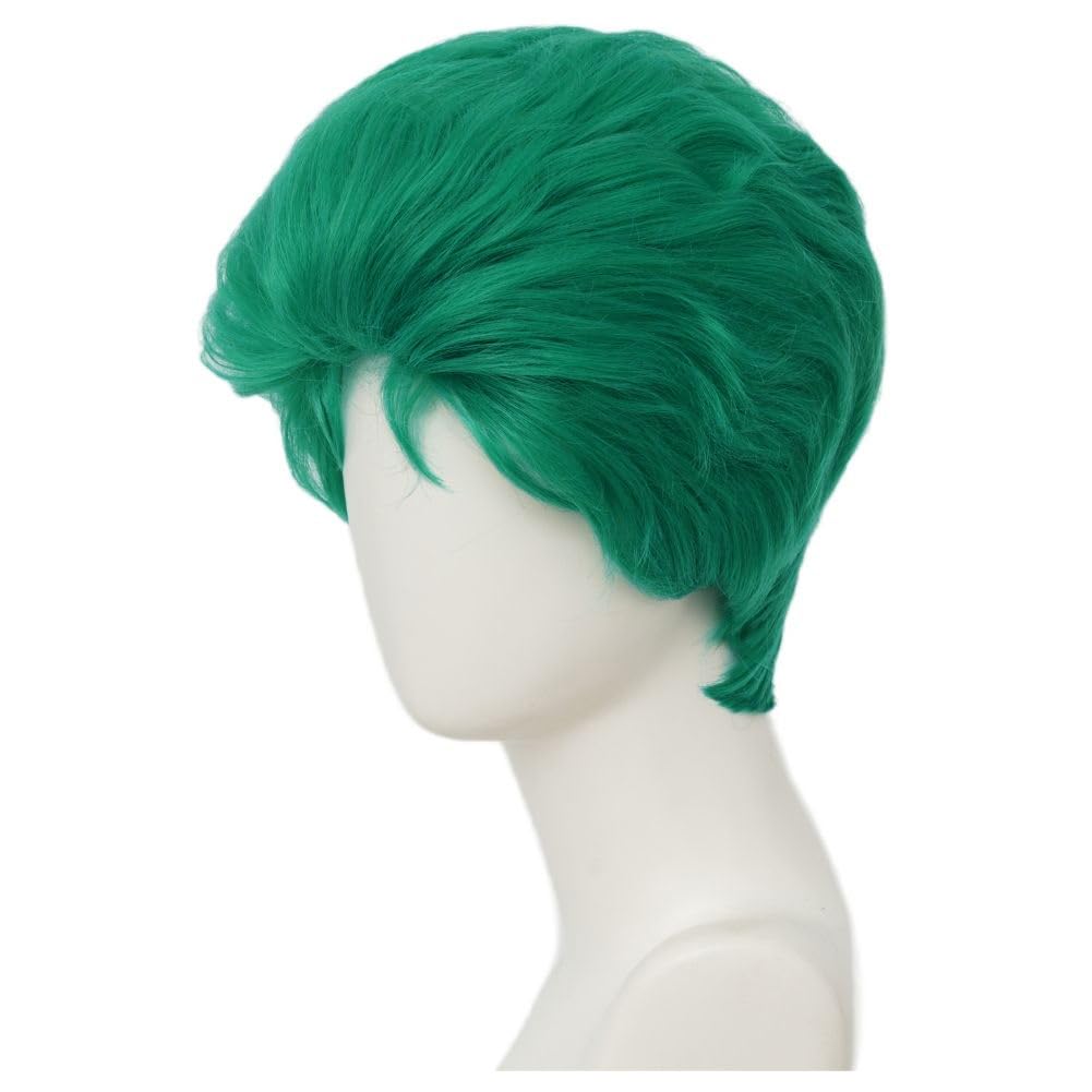 Green Short Anime Wig - Straight Fluffy Layer Synthetic Heat Resistant Cosplay Costume Hair Wig for Men
