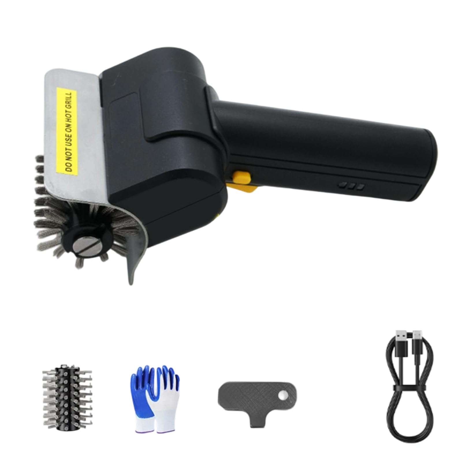 Grill Grate Scrubber Set with Built-in Light Scraper Plate and Roller Brush for Barbecue Cleanup and Routine Grill Care Grate Cleaner LED Brush Barbecue Cleanup Roller Bristle Scraper Plate Backyard