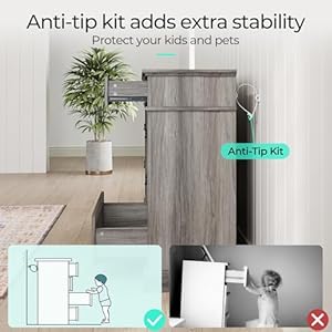 Linsy home farmhouse 8 drawer dresser grey chest of drawers for bedroom and living room organization wood dresser with ample storage space and rustic charm  urban country home decor