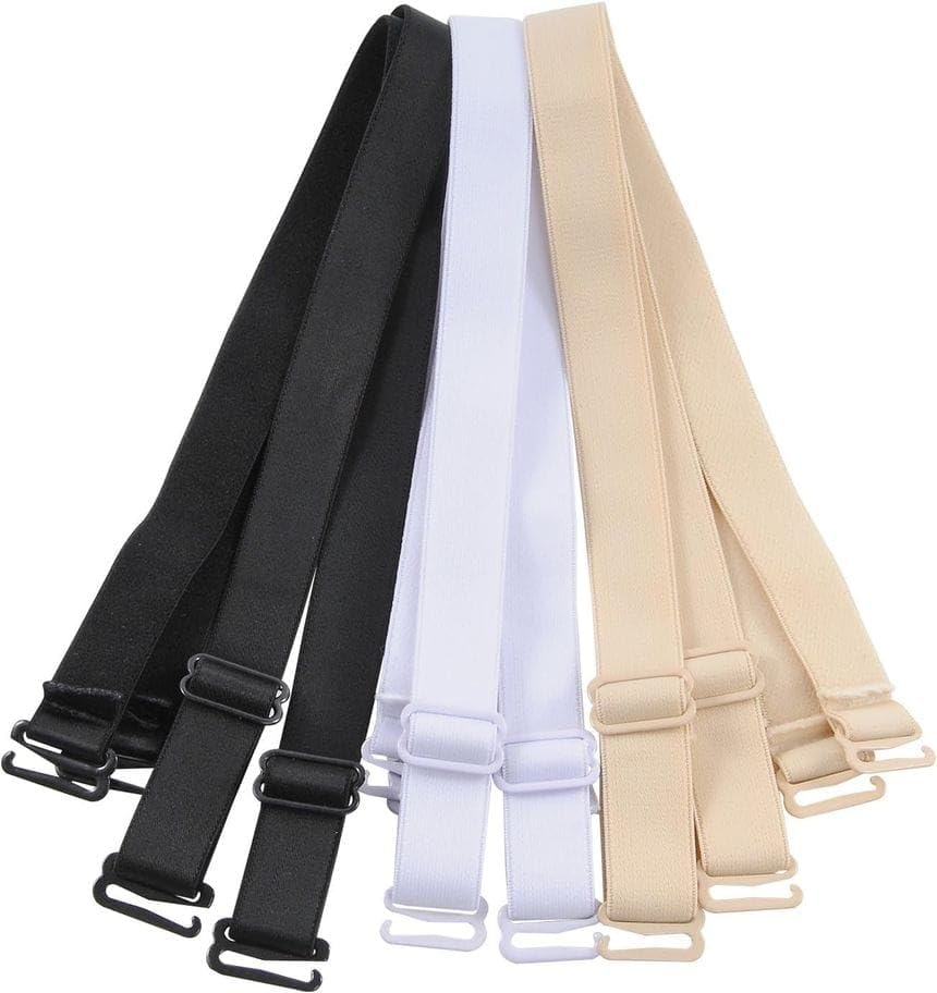 kashivora Adjustable Elastic Bra Shoulder Strap Replacement with Hooks, Black, White & Skin Colour, Pack of 3-picture-42