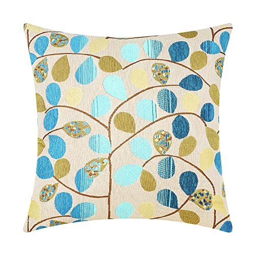 CaliTime Decorative Throw Pillow Covers 18 X 18 Inches Ecru Blue