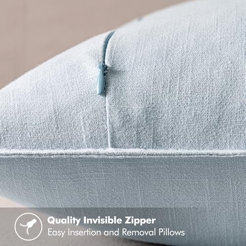 Image of MIULEE Decorative Linen Euro Sham Pillow Covers 28x28 Inch Light Blue Boho Farmhouse Neutral Couch Throw Pillows for Bed Pack of 2 Accent Modern Pillowcase Sofa Livingroom Home Decor