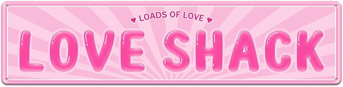 Peiyeety A009 Loads Of Love Heart Pattern Metal Tin Sign, Heart Wall Art, Romantic Accent For Home Farmhouse Bar Kitchen Living Room Coffee Corner Spaces 4X16 Inch