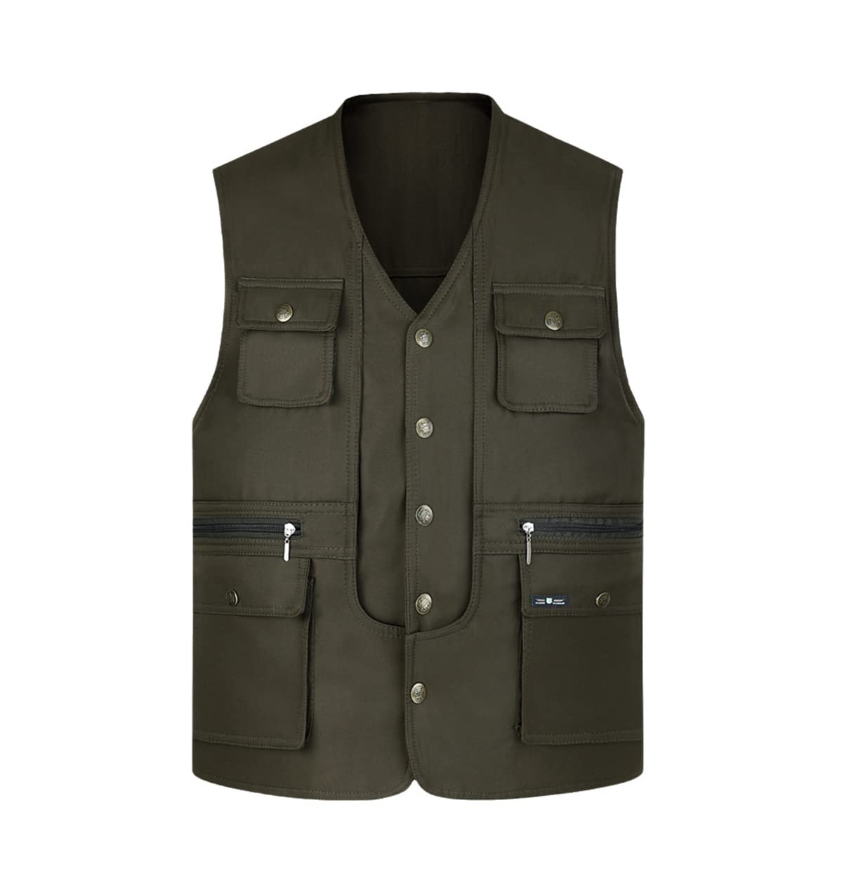 Klassische Herrenweste mit mehreren Taschen, ärmellos, unbefüllter Mantel, Arbeitsweste, für Fotografen, Netzweste, Jacke, Army Green 09, XXL