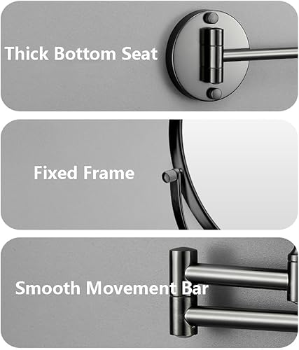 Miniatura 5 de Espejo de maquillaje montado en la pared, espejo de aumento 1X3X, espejo de afeitar de doble cara, espejo de tocador de brazo extensible de 360 para