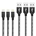 Ofuca Lightning cable, 4Pack 3FT Nylon Braided Charging Cable Cord Lightning to USB Cable Charger Compatible with iPhone X/8/8plus7/7plus/6s/6splus/6/6plus/5/5s/5c,iPad,iPod and More (Black+Silver)