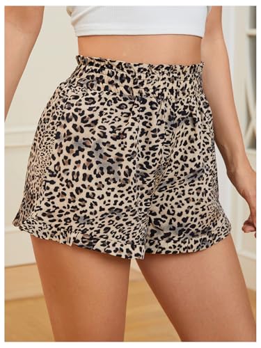 Image of MakeMeChic Women's Gingham Ruffle Lounge Shorts Elastic High Waist Pajamas Boxer Shorts