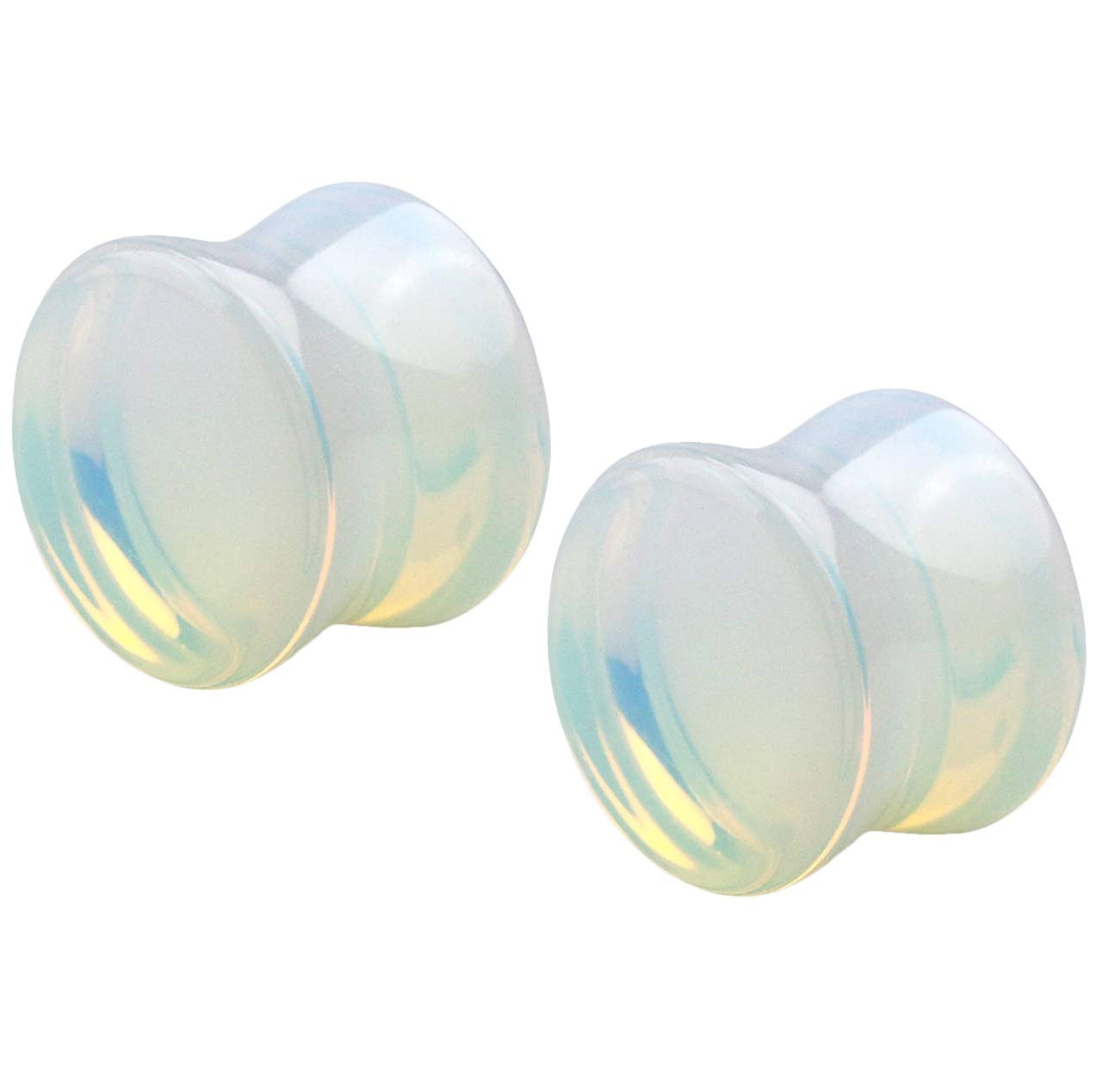 Pierced Owl - Natural Moonstone Double Flared Plug Earrings, Sold as a Pair