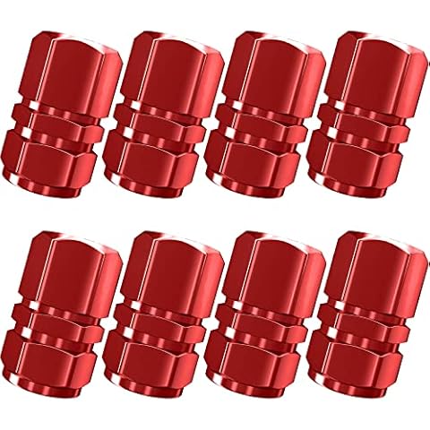 8PCS Car Tyre Valve Dust Caps, Aluminum Alloy Metal Bike Car Motorcycle Universal Valve Tyre Stem Dust Caps with Gasket (Deep Red) Cover