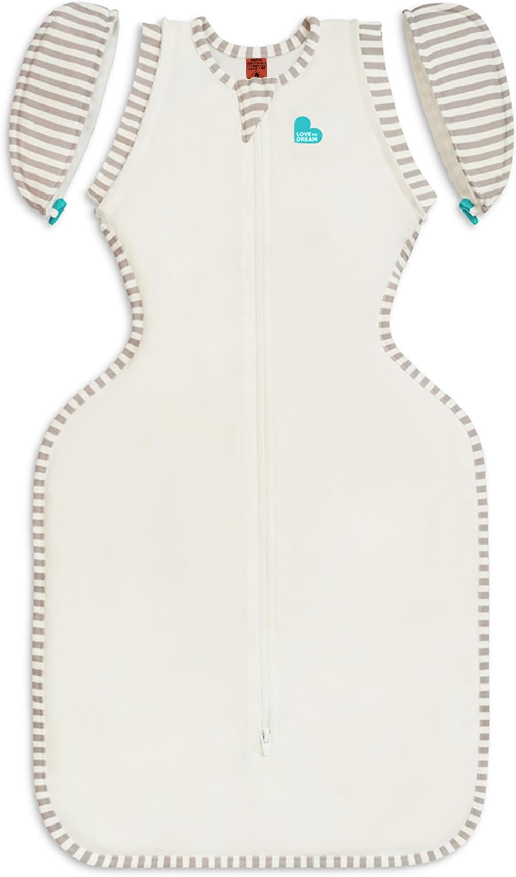Love to Dream Transition Bag Organic 1.0 TOG, Cream, Large, 19-24 lbs., Patented Zip-Off Wings, Gently Help Baby Safely Transition from Being swaddled to arms Free Before Rolling Over