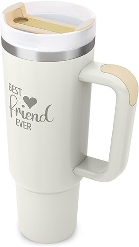 Miniatura 4 de Life is Beachy Vaso aislado de acero inoxidable de 40 onzas con asa y apertura con pajilla, termo para café helado, con pajilla, para café helado,