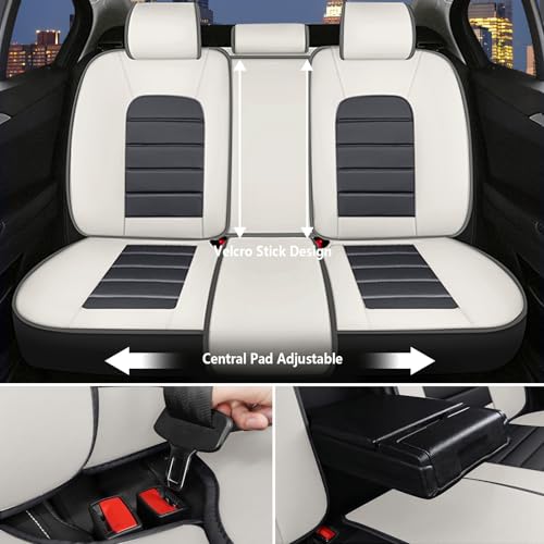 Image of Car Seat Covers for Chevy Chevrolet Trax 2024-2025, Nappa Leather Car Seat Cover Waterproof Seat Protectors Greathable Cushions (Gray White,5 Seats Standard)