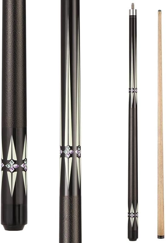 58 Inch Pool Cue, 10mm Tip White Ash Wood Shaft Billiards Stick with PU Leather Grip, Professional Billiard Cue for Men Women, 1/2-Piece House Cue for Bar, Club, Home Game Room