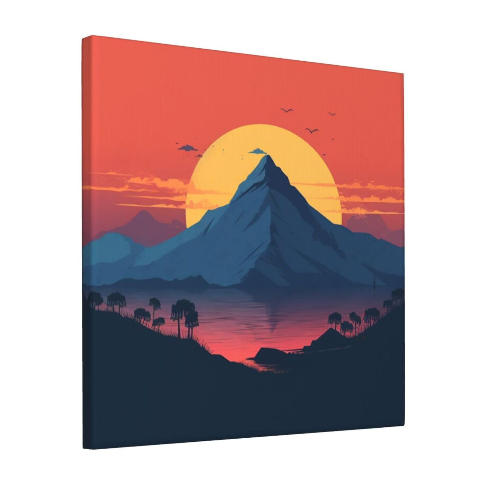 FodPand Sunset And Mountain top Canvas Wall Art for Living Room Wall Decor 12"x12" Modern Artwork Painting Pictures Hanging Canvas Prints Aesthetic Wall Art for Bedroom Bathroom Office Wallart Decor