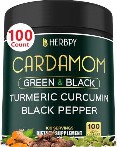 Herbpy 4in1 Cardamom Supplement - Green & Black Cardamom Seeds wi...