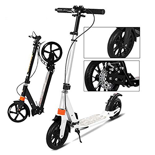 Kickscooter Chunlan Klappbarer Mit Stoßdämpfer Tretroller Erwachsene 2 Räder Nicht Elektrisch Scheibenbremse Pendeln Reise Cityroller Kind Handbremse(Color:Weiß) Cover