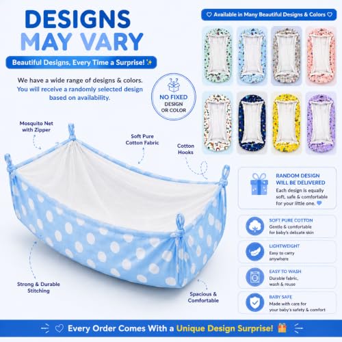 Image of Baby Cradle Khoya Cloth with Side Storage Pockets | Semi Foldable Jhula Palna Ghodiyu for 0-3 Years | Breathable Hammock with Mosquito Net | Baby Swing (Up to 15 kg) (Baby Car Jhula)