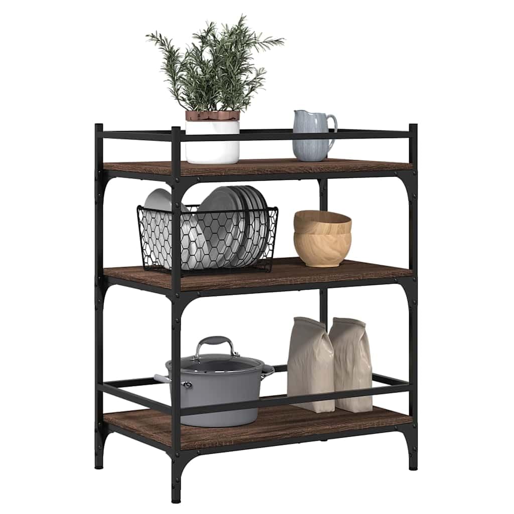 Carrello da cucina in legno di ingegneria marrone, 65 x 40 x 86,5 cm,