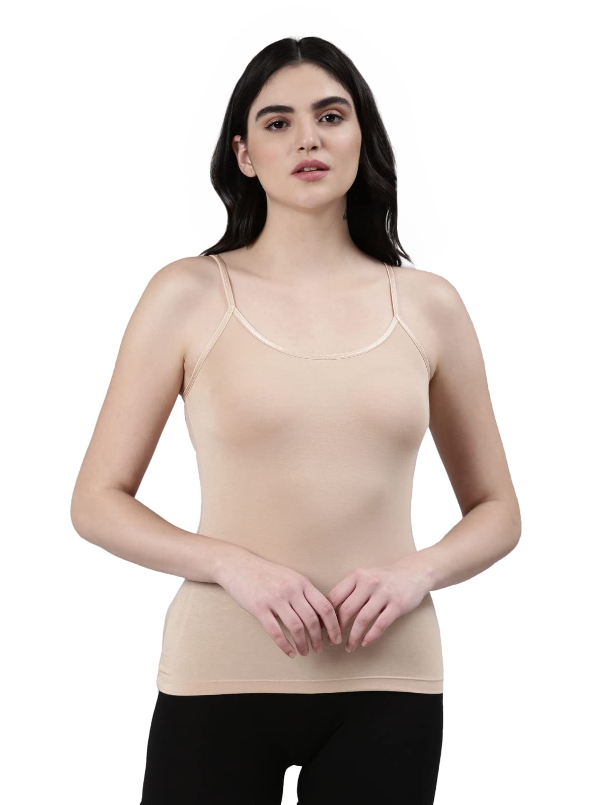 F A S OFaso Womens Micro Modal Camisole, Soft and Smooth Stretch with Adjustable Straps, Regular Fit, Solid Tank Top, Inner Slips, All Day Comfort