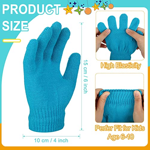Handepo 48 Pieces Kids Gloves Bulk Stretchy Toddler Knit Warm Kids Winter Gloves Mittens Finger for Boys Girls(Yellow, Lake Blue, White, Black, Red, Gray)2