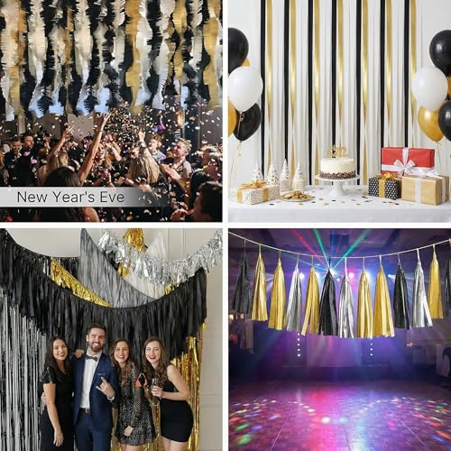Image of Black and Red Crepe Paper Streamers 4 Rolls 328ft, Pack of Party Streamers for Halloween, Crepe Paper for Birthday, Kwanzaa, Christmas Party Decorations (1.8 Inch x 82 Ft /Roll)