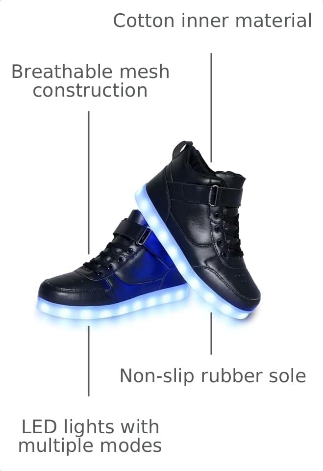 Image of YuanRoad Unisex LED Light Up Shoes with USB Charging Glowing Luminous LED Sneakers