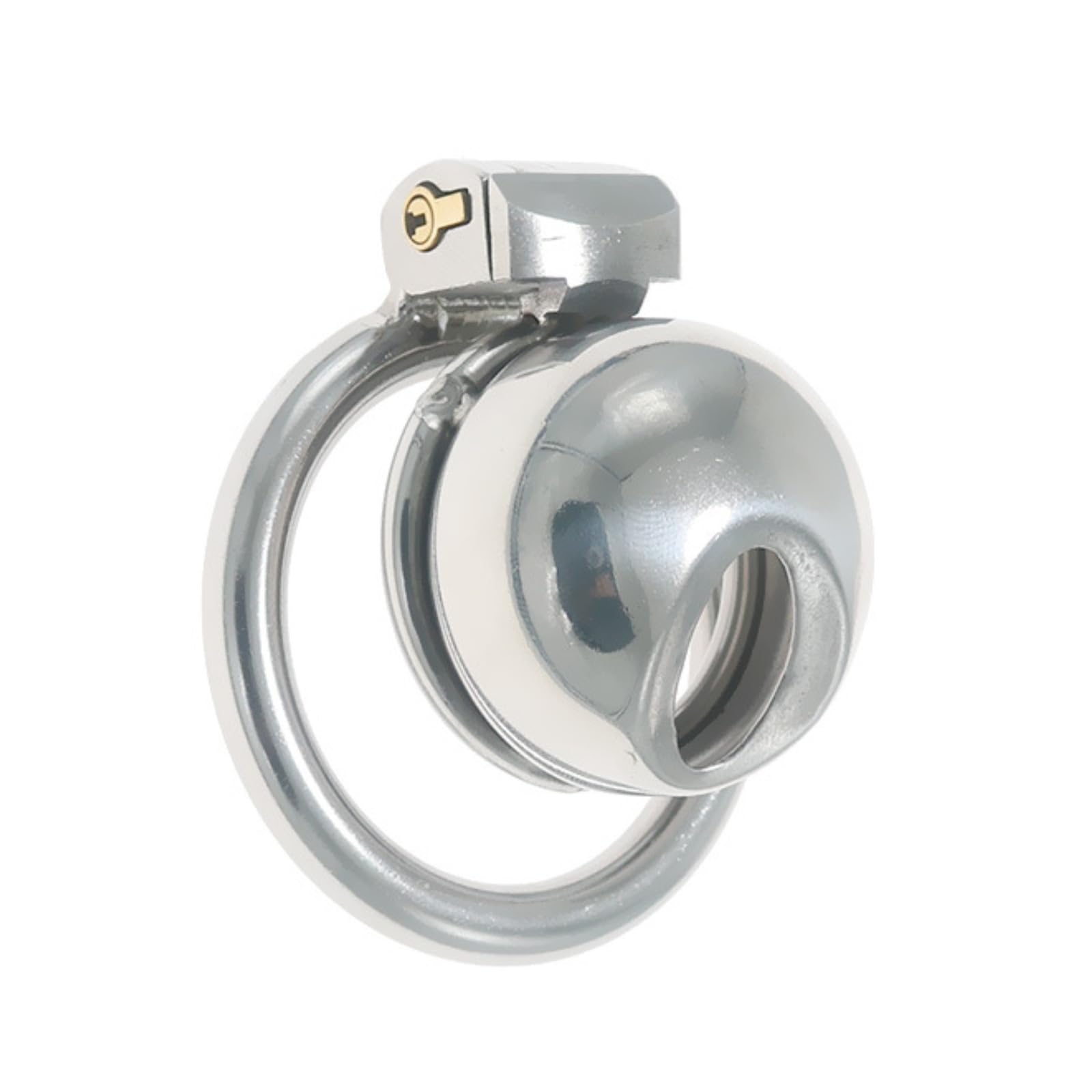 Générique Mini Cage Anti-défécation compacte en Acier Inoxydable pour Homme avec 1 Mousqueton de retenue-FRMZ29