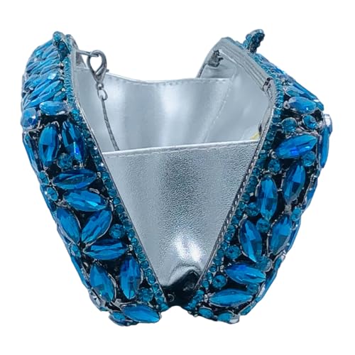 Image of Boutique De FGG Women Crystal Clutch Bag Minaudiere Box Handbag Party Prom Rhinestone Clutch Purse Wedding Bag, Mini