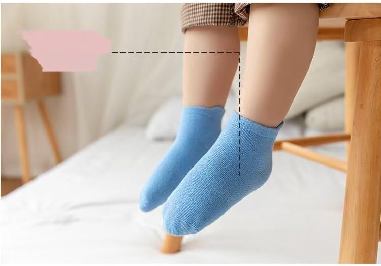 WONDERLAND Kids and Toddlers' Cotton Ankle Sock, Non-Slip (6 Pairs, Boy, 5-6 Years, Various Solid Color)