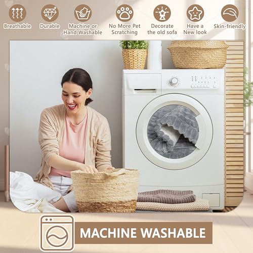 Capslpad Thick Sofa Covers, Non-Slip Universal Sofa Slipcovers 2 3 4 Seater, Soft Corduroy Couch Seat Cover Pet Bed Mat Chair Pads, Washable Cushion Furniture Protector for Living Room(Grey, 70x150cm) - Image 7