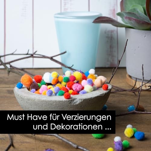 OfficeTree 500 Bunte Pompons zum Basteln Mix - Filzkugeln Bunt verschiedene Größen - Pompoms zum Basteln für Kinder und Erwachsene - Dekorieren Verzieren Nähen DIY