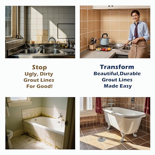 Epoxy Grout Coffee Brown 13.5 fl oz |Water & Stain Resistant & Zero Maintenance|1:1 Auto-Mix Technology|24hr Ready-to-Use|Perfect for Shower Kitchen Pool | 10 Pearl Finishes for Tile & Stone - Image 4
