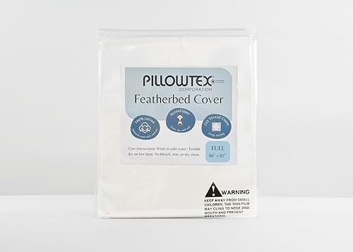 Miniatura 6 de Pillowtex Funda para cama de plumas 100% algodón con cierre de cremallera, tamaño Queen