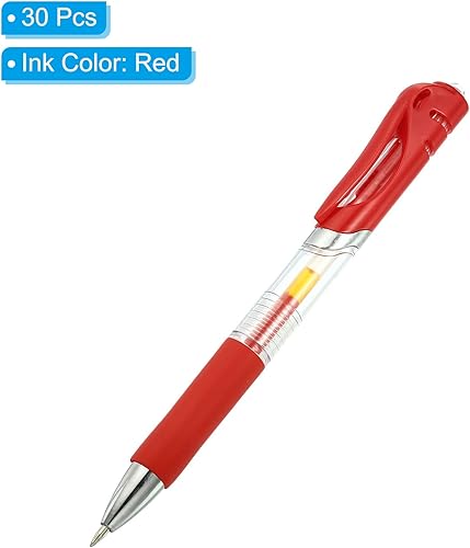 Miniatura 3 de PATIKIL Bolígrafos de gel rojos, 30 varillas transparentes de punta fina con agarre suave rojo, bola de rodillo de 0.020 in, bolígrafos de tinta de
