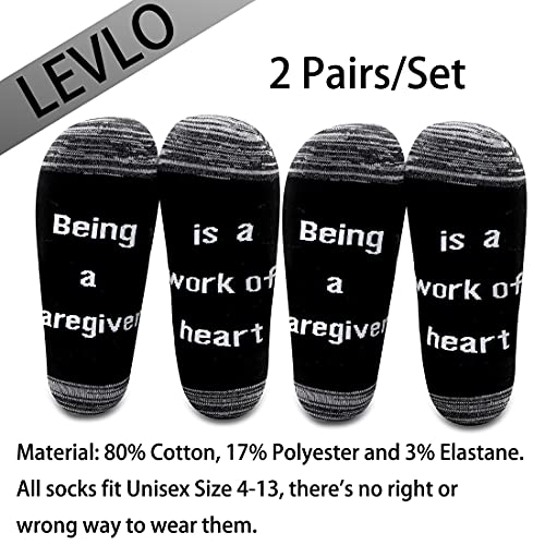 LEVLO Caregiver Gifts - Daycare Provider Gift 'Being a Caregiver is A Work of Heart' Socks - Nurse Gift2