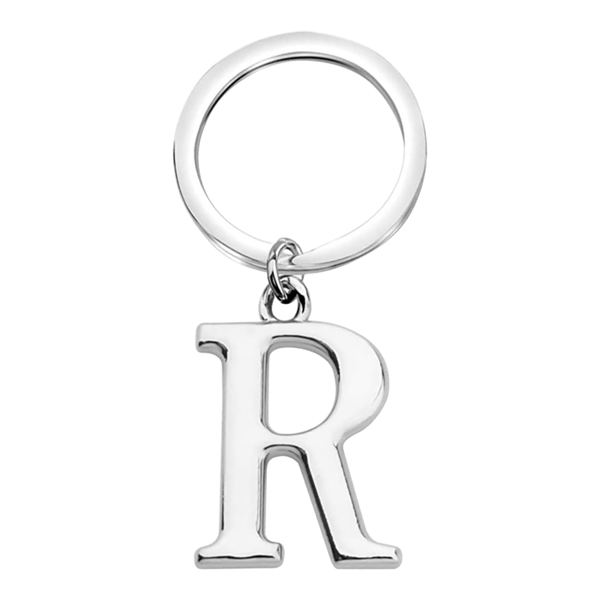 Rohans Keyring Letter - Initial Alphabet Key Ring Charm Silver and Gold (Silver, R)